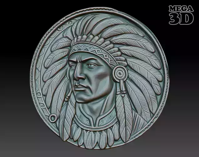 Native American Warrior basrelief 15 240915