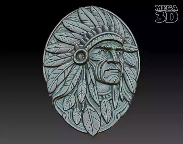 Native American Warrior basrelief 14 240915