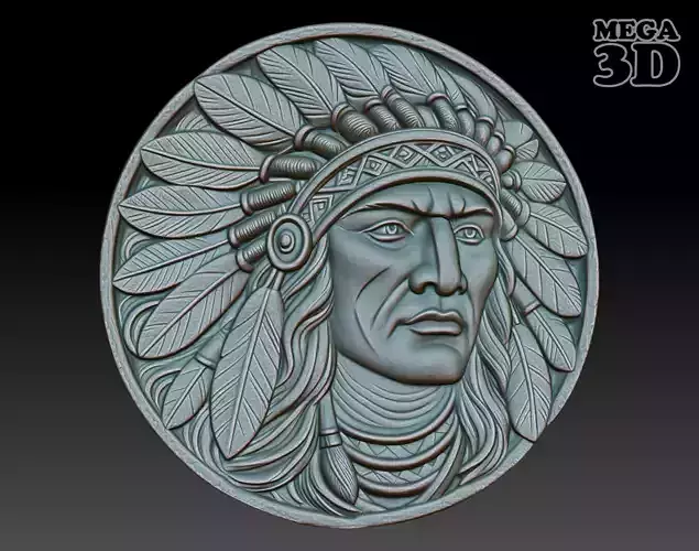 Native American Warrior basrelief 13 240915