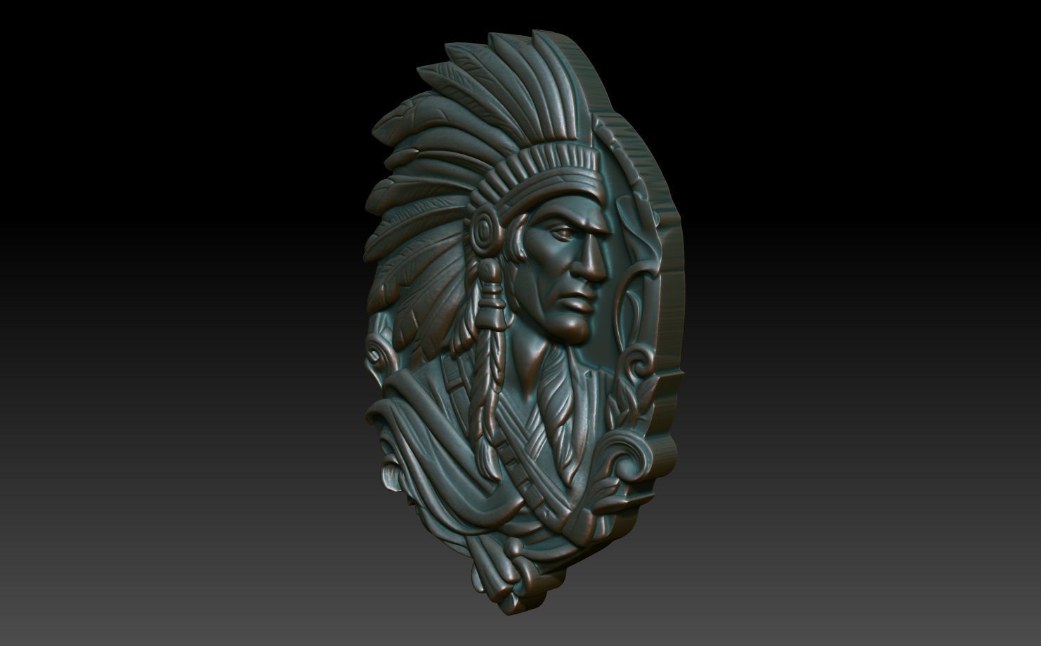 Native American Warrior basrelief 12 240915 3D print model_1