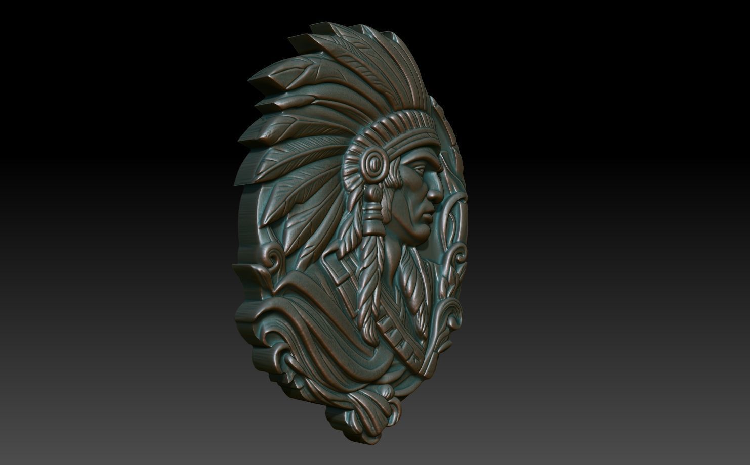 Native American Warrior basrelief 12 240915 3D print model_2