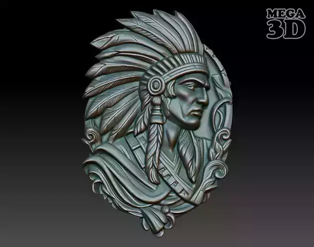 Native American Warrior basrelief 12 240915