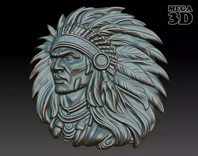 Native American Warrior basrelief 10 240915
