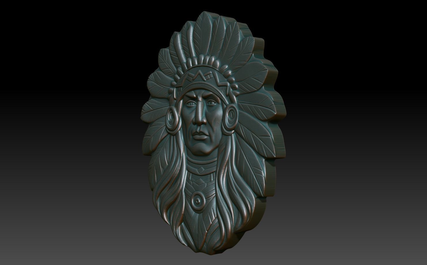 Native American Warrior basrelief 09 240915 3D print model_1