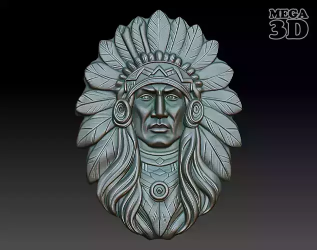 Native American Warrior basrelief 09 240915 3D print model