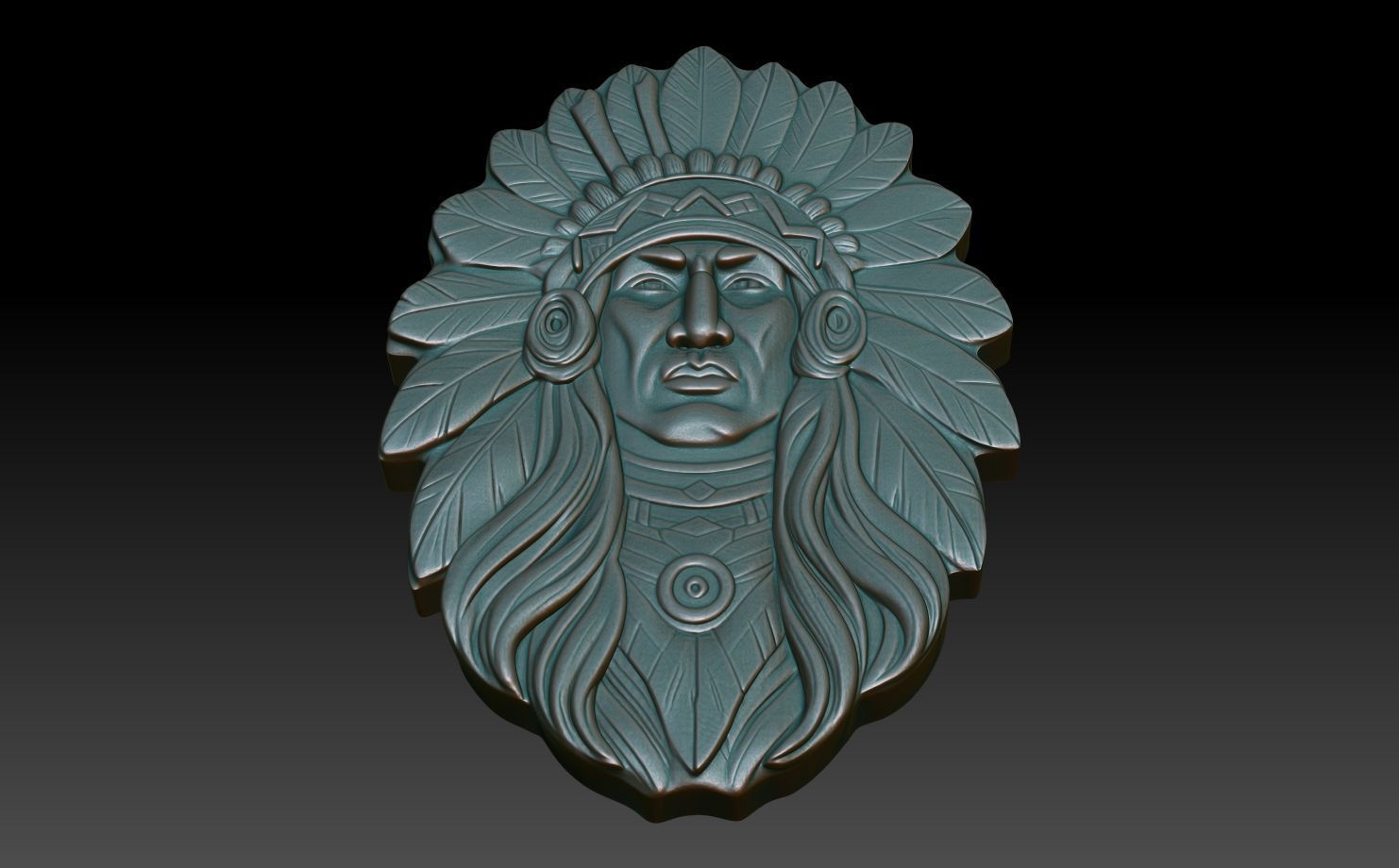 Native American Warrior basrelief 09 240915 3D print model_4