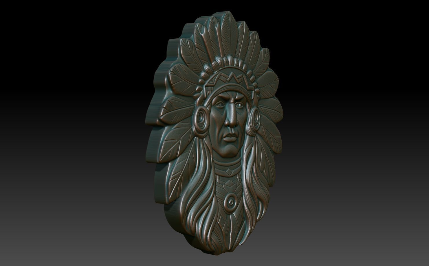 Native American Warrior basrelief 09 240915 3D print model_2