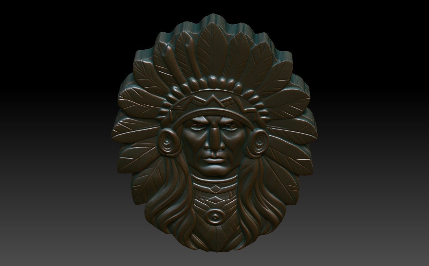 Native American Warrior basrelief 09 240915 3D print model_3