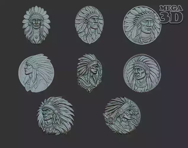 Native American Warrior basrelief Pack B 240915