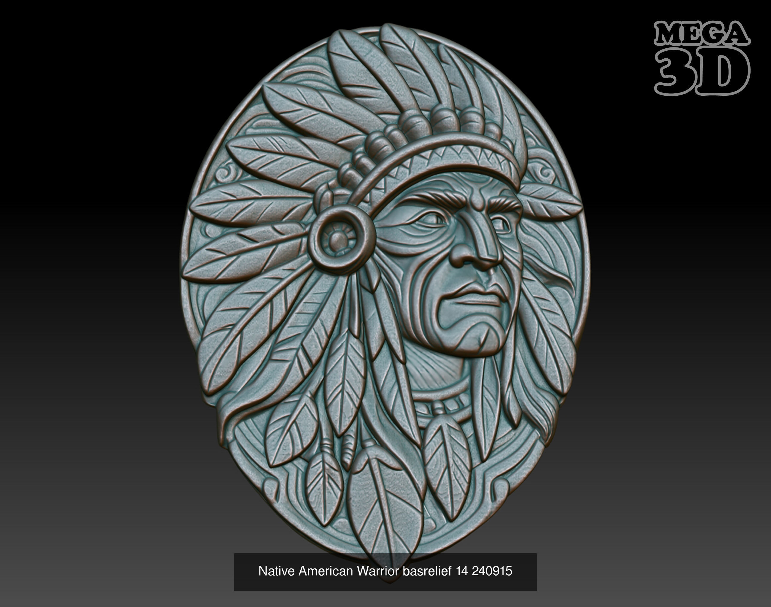 Native American Warrior basrelief Pack B 240915 3D Model Collection_3