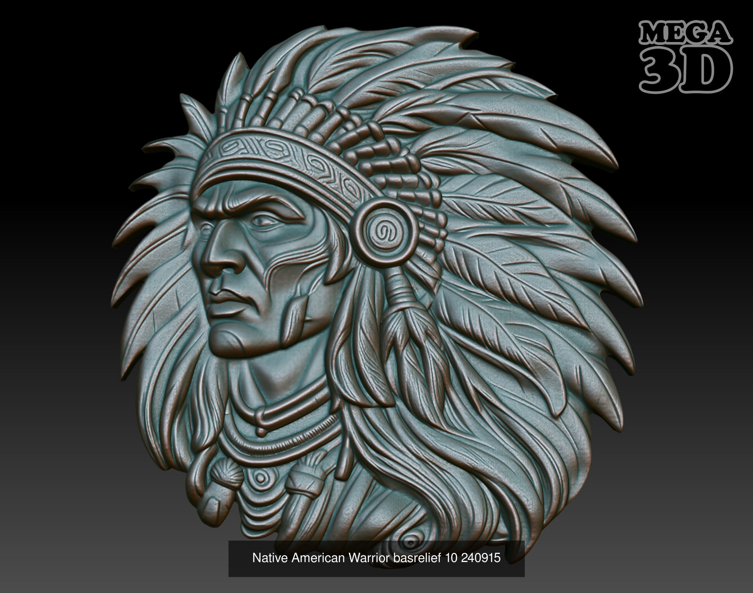 Native American Warrior basrelief Pack B 240915 3D Model Collection_7