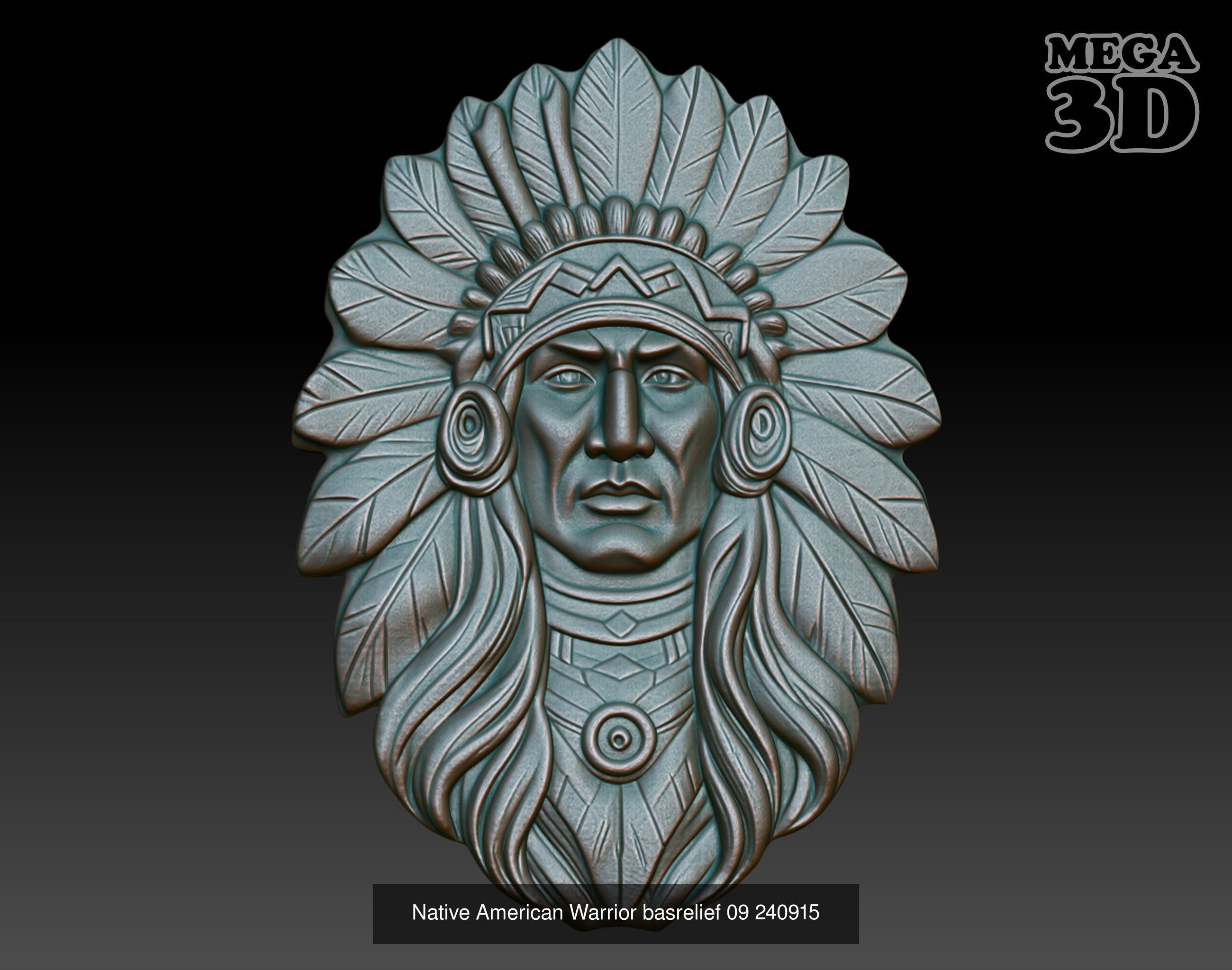 Native American Warrior basrelief Pack B 240915 3D Model Collection_8