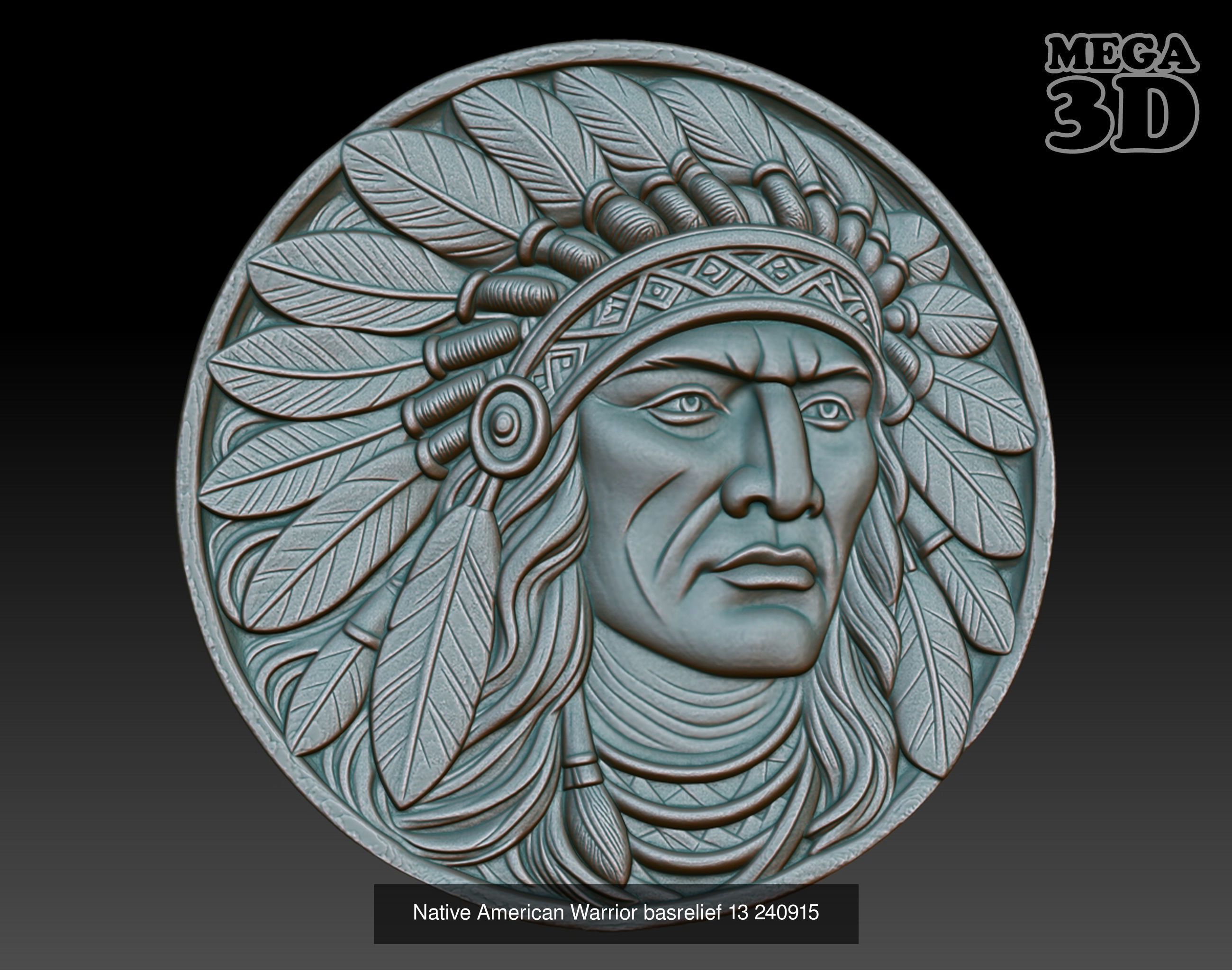 Native American Warrior basrelief Pack B 240915 3D Model Collection_4