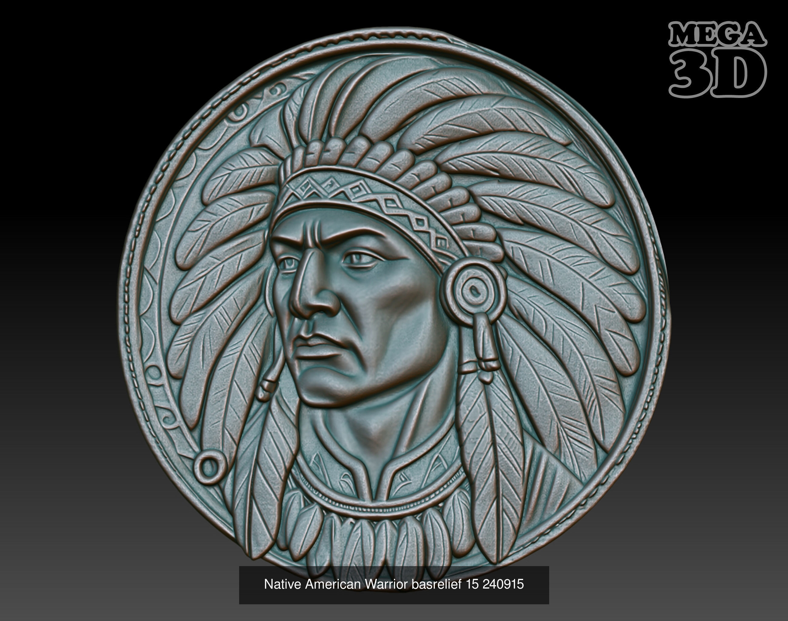 Native American Warrior basrelief Pack B 240915 3D Model Collection_2