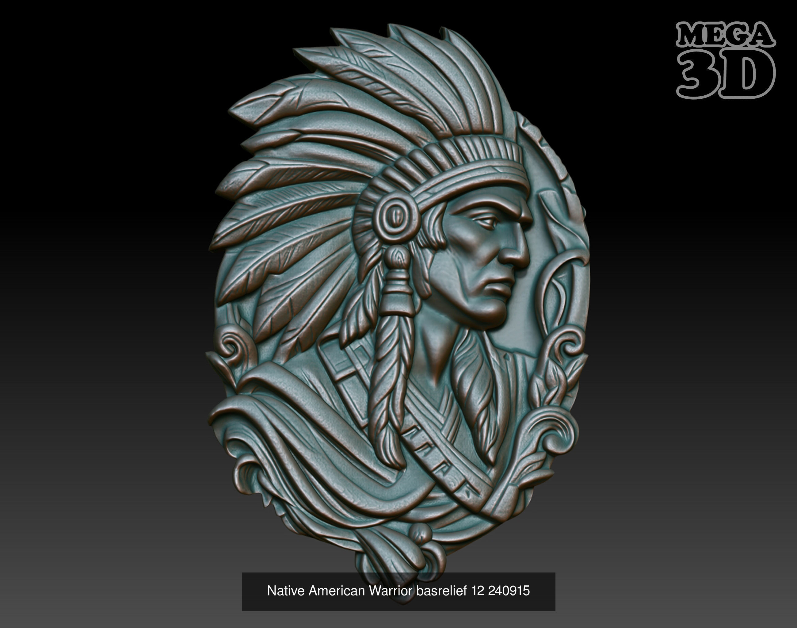 Native American Warrior basrelief Pack B 240915 3D Model Collection_5