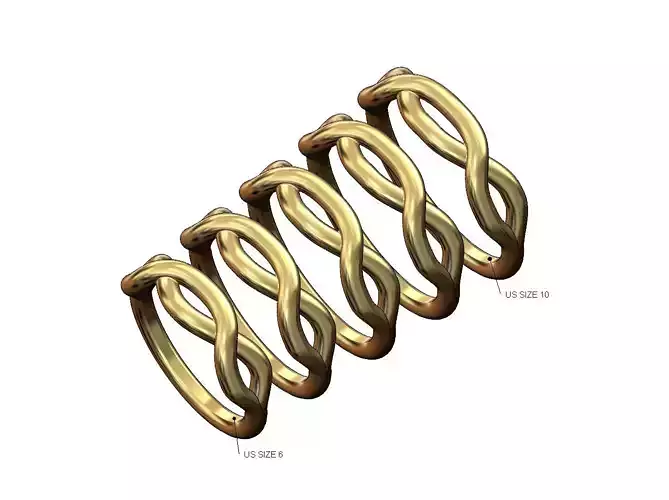 Twisted overlapping knot link ring US sizes 6to10
