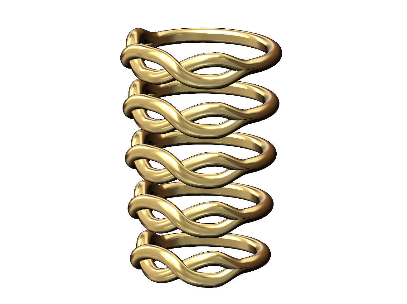 Twisted overlapping knot link ring US sizes 6to10 3D print model_2