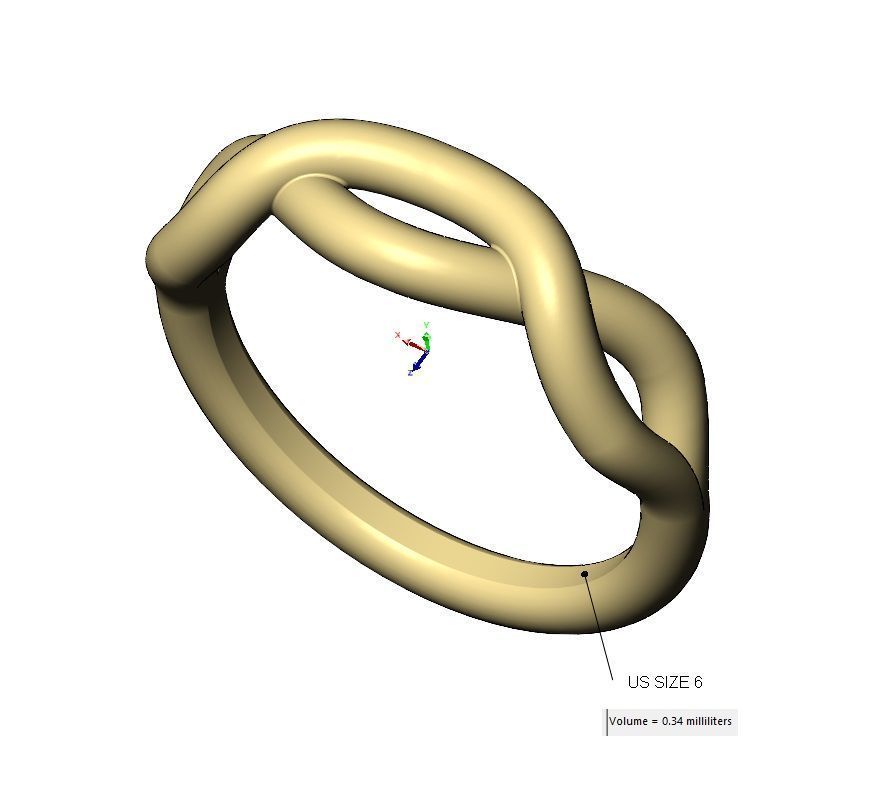 Twisted overlapping knot link ring US sizes 6to10 3D print model_12