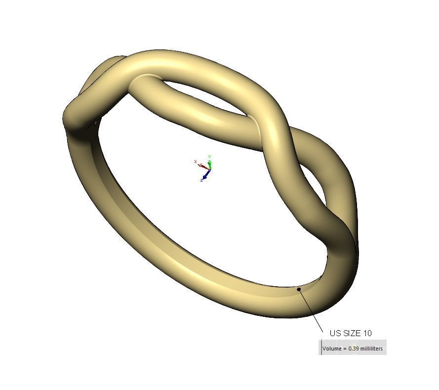 Twisted overlapping knot link ring US sizes 6to10 3D print model_13