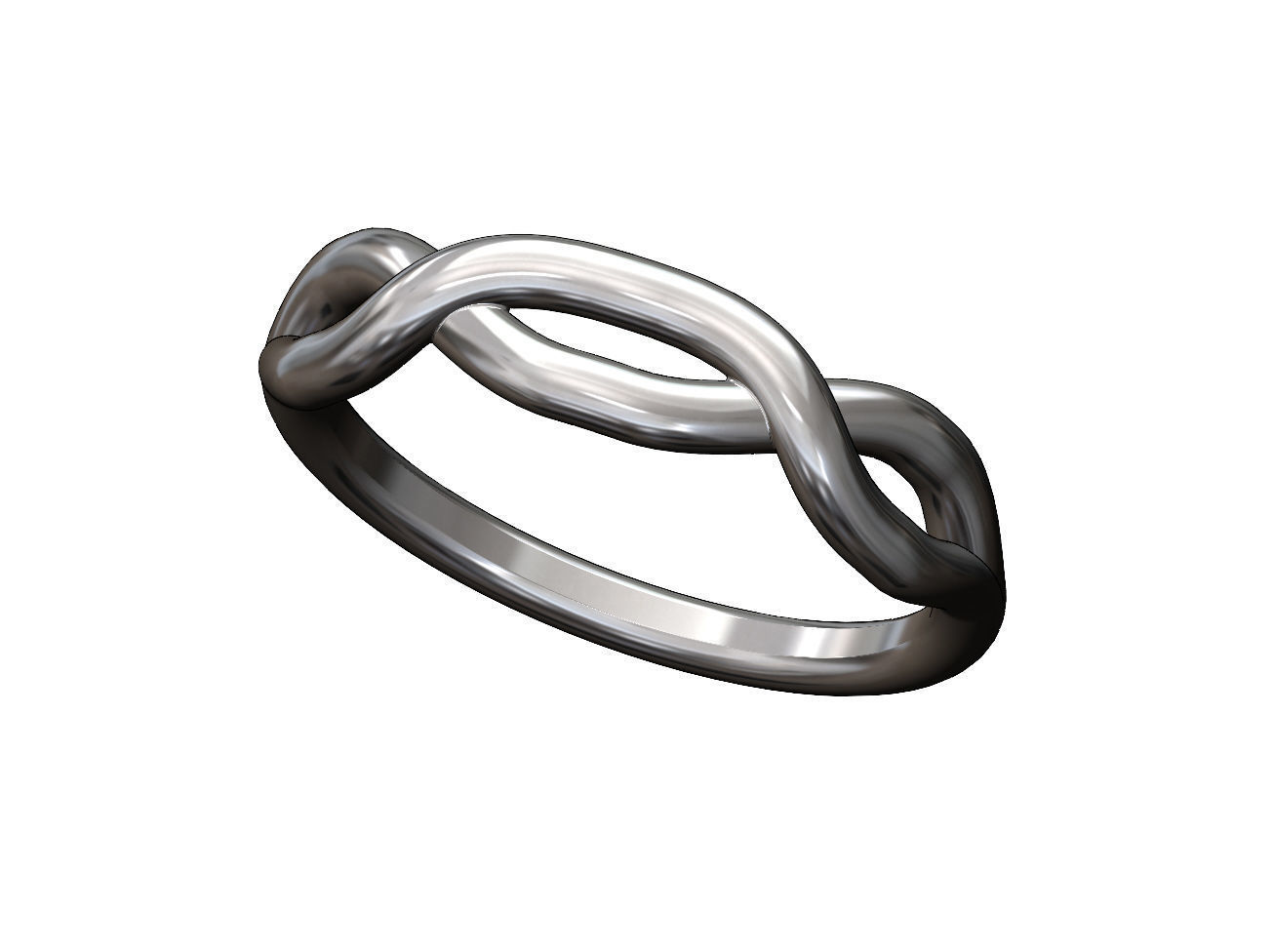 Twisted overlapping knot link ring US sizes 6to10 3D print model_11
