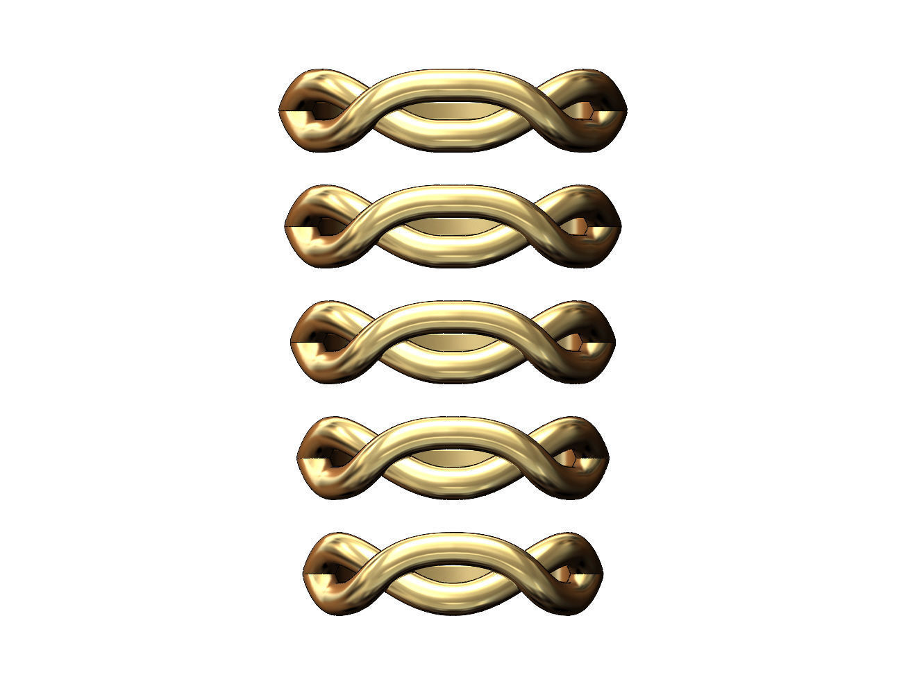 Twisted overlapping knot link ring US sizes 6to10 3D print model_1