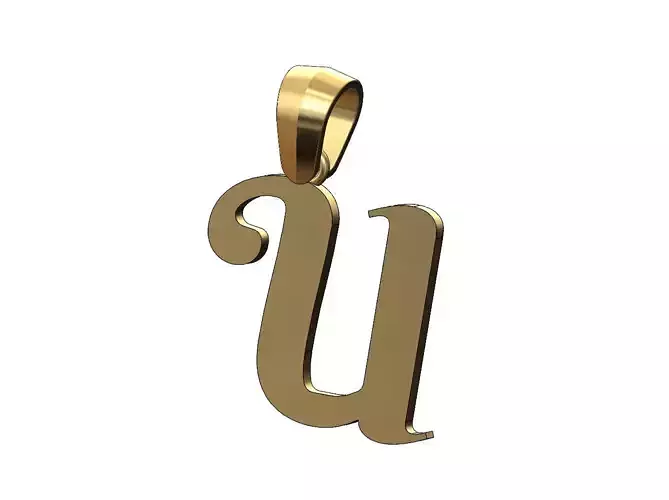 U letter initial berkshire swash font pendant charm bail