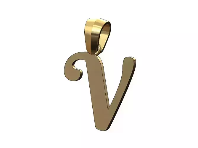 V letter initial berkshire swash font pendant charm bail