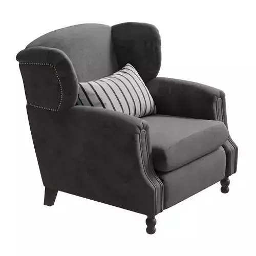 Custom made grey velvet club chair