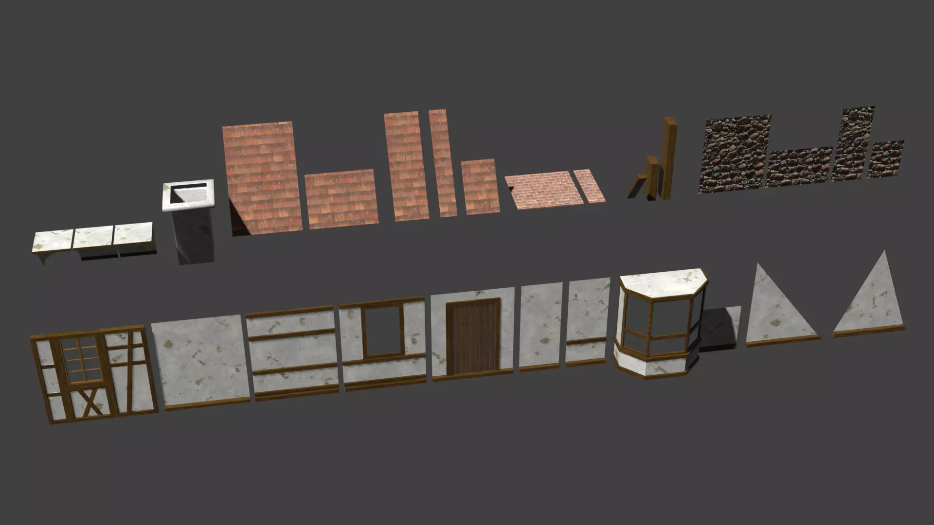 Medieval Building Modular Kit - Low Poly and Game Ready Low-poly 3D model_0