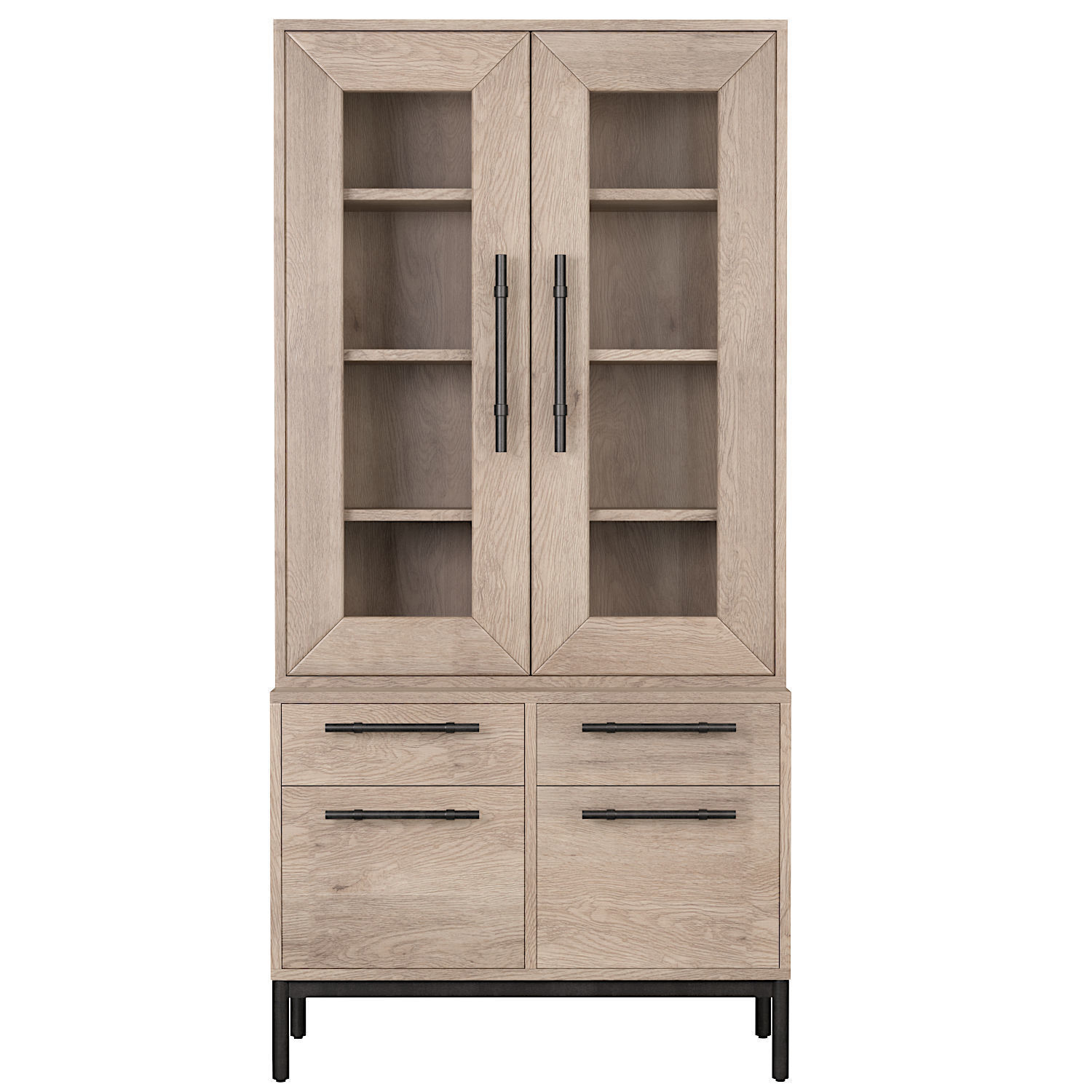 Sullivan Glass Door Bookcase with File Base Low-poly 3D model_1