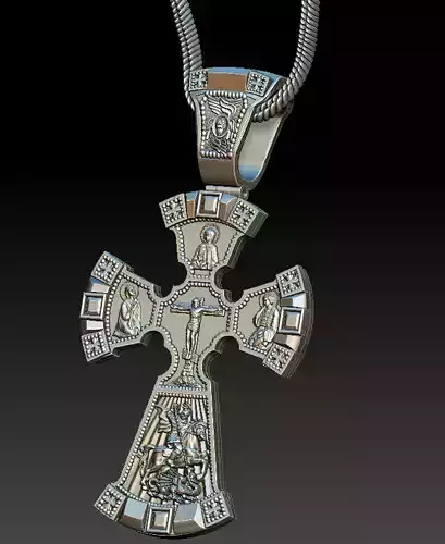 Cross jesus pendant with savior and saints 3D print model 3D print model