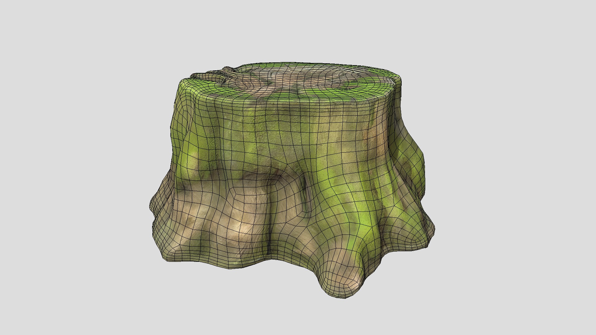 Tree Stump Mossy 4 Low-poly 3D model_6