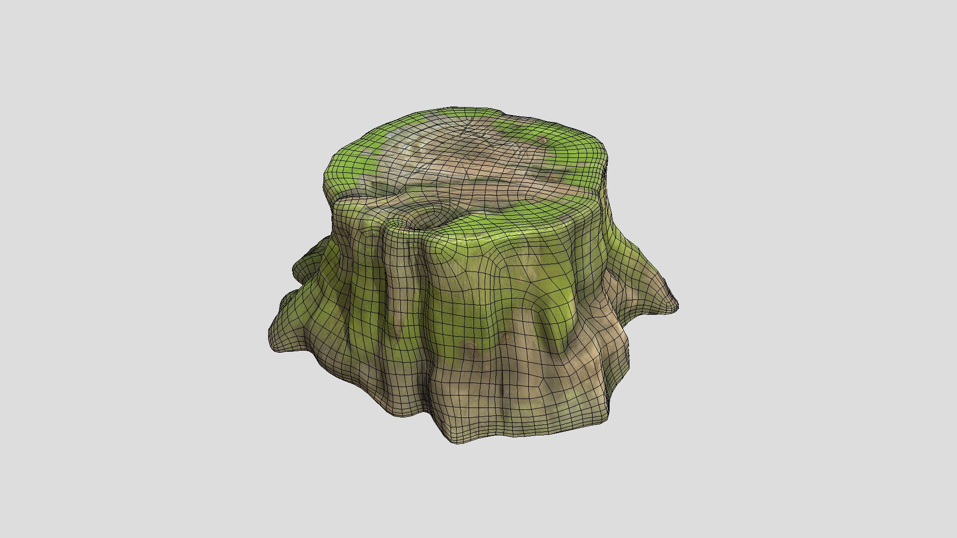 Tree Stump Mossy 4 Low-poly 3D model_2