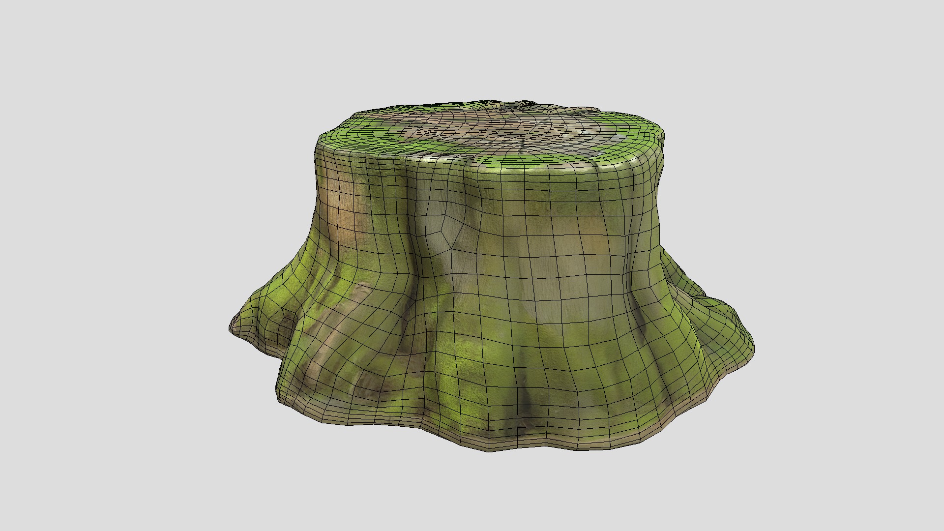 Tree Stump Mossy 4 Low-poly 3D model_8