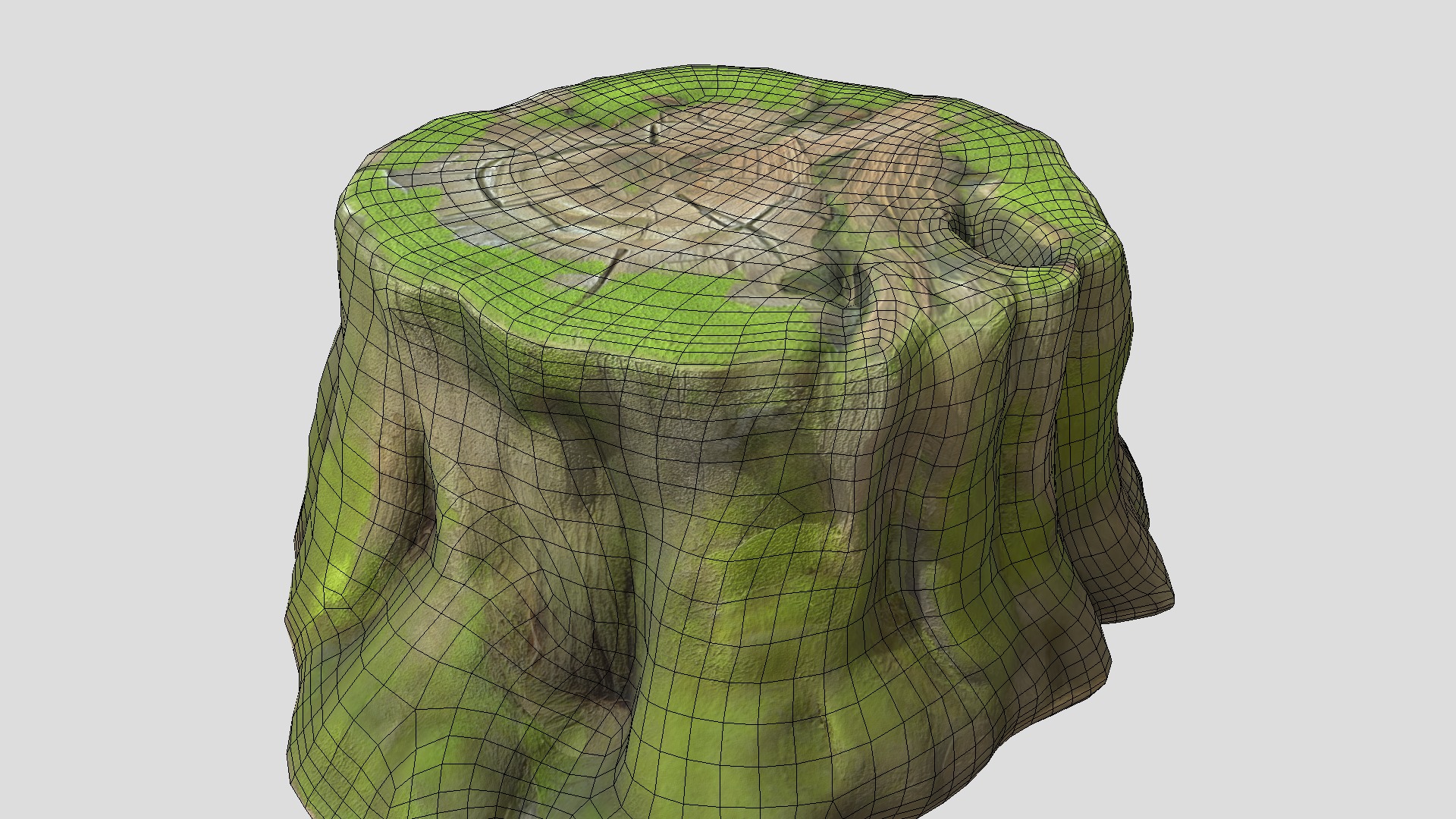 Tree Stump Mossy 4 Low-poly 3D model_10