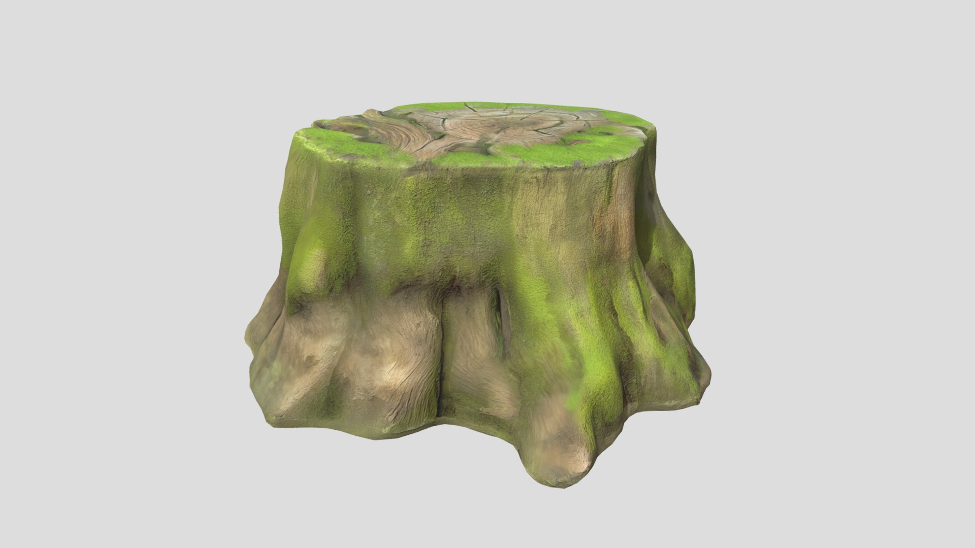 Tree Stump Mossy 4 Low-poly 3D model_5