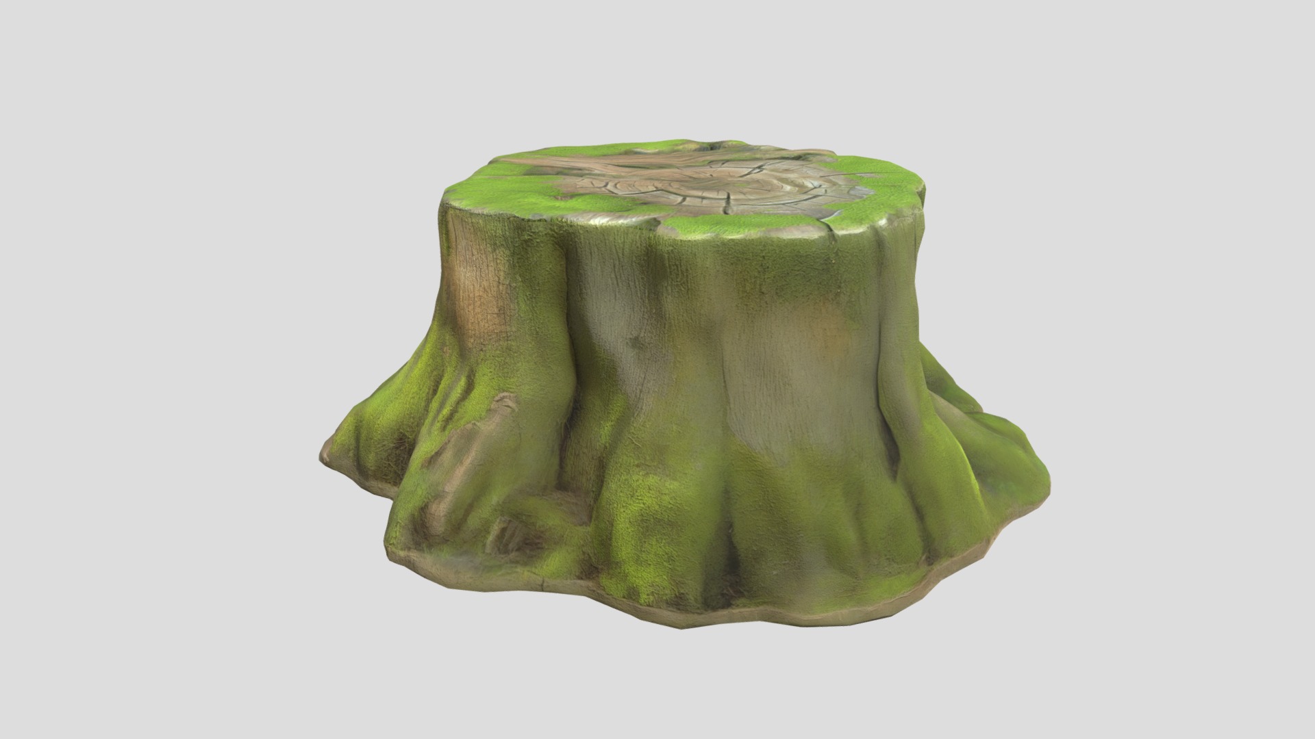 Tree Stump Mossy 4 Low-poly 3D model_7