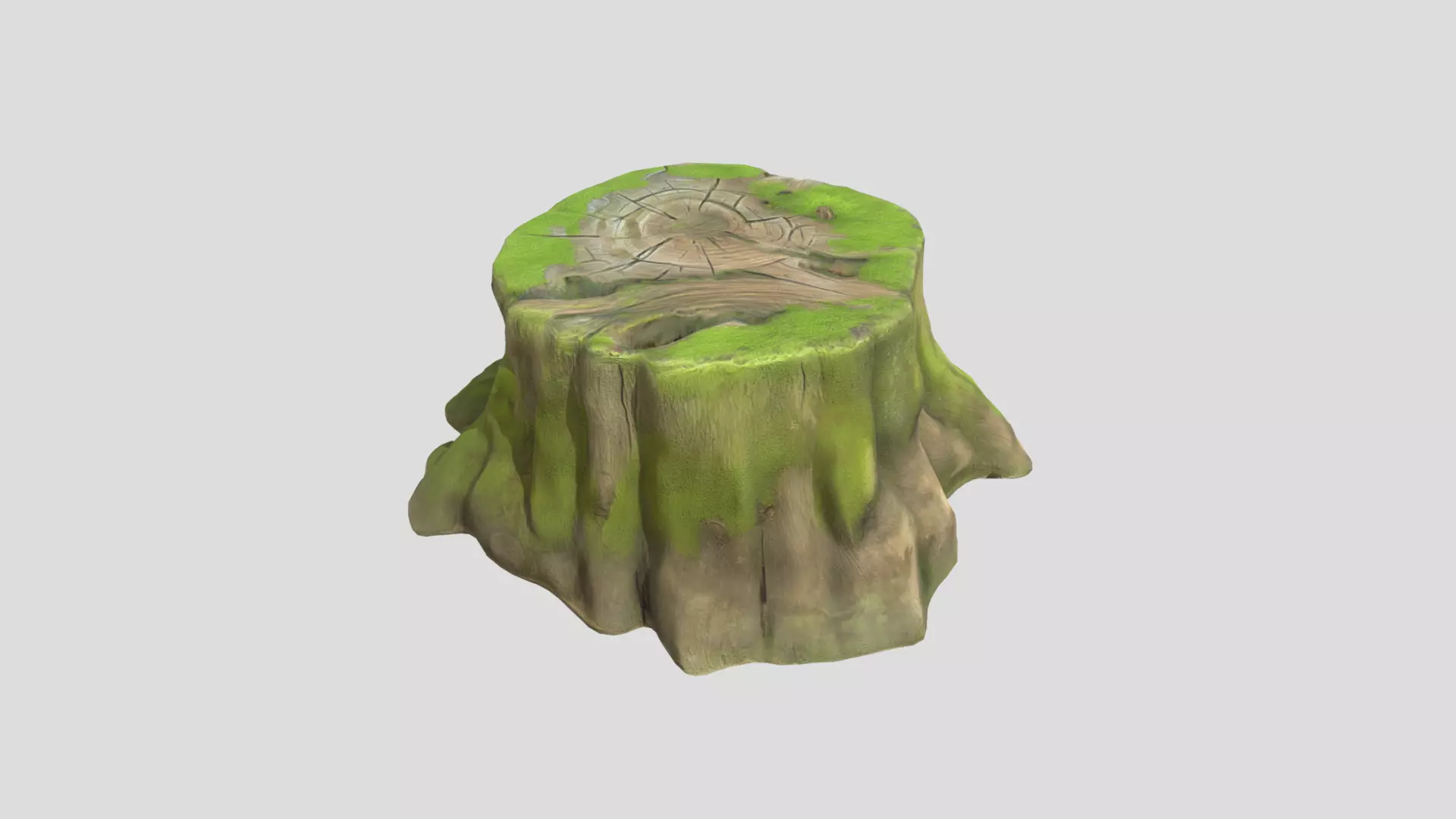 Tree Stump Mossy 4 Low-poly 3D model_0