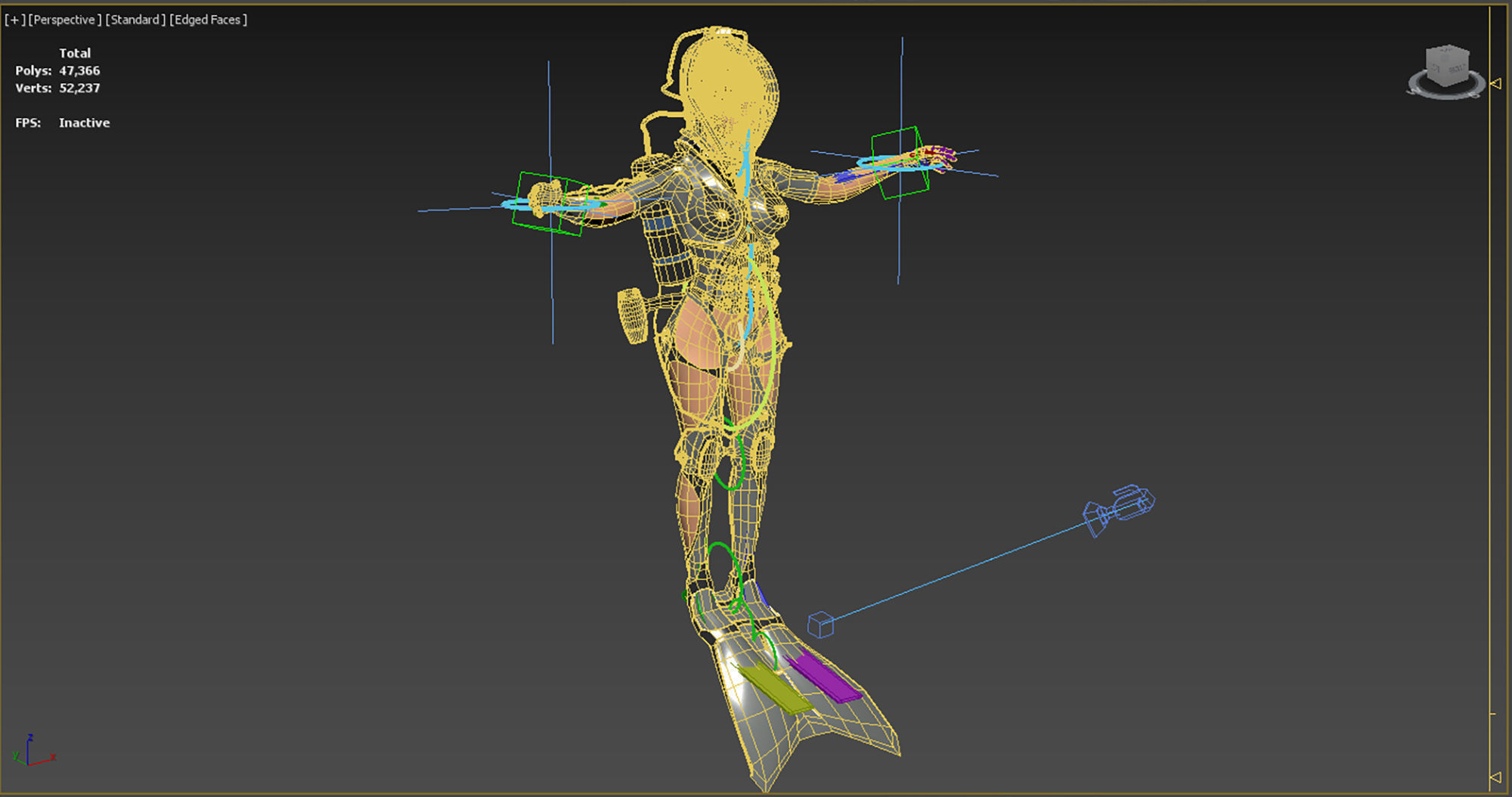 FUTURISTIC FEMALE DIVER Low-poly 3D model_12
