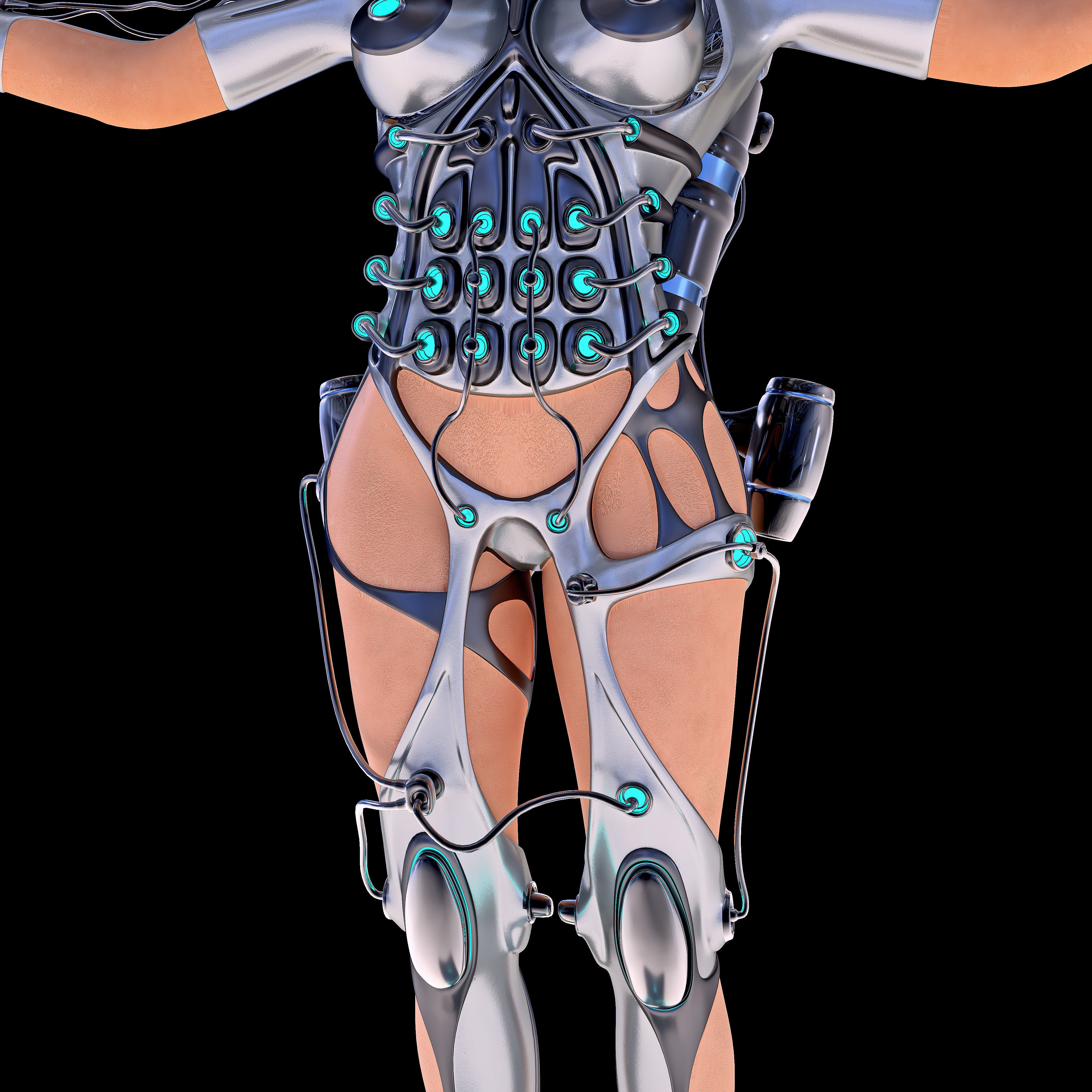 FUTURISTIC FEMALE DIVER Low-poly 3D model_8