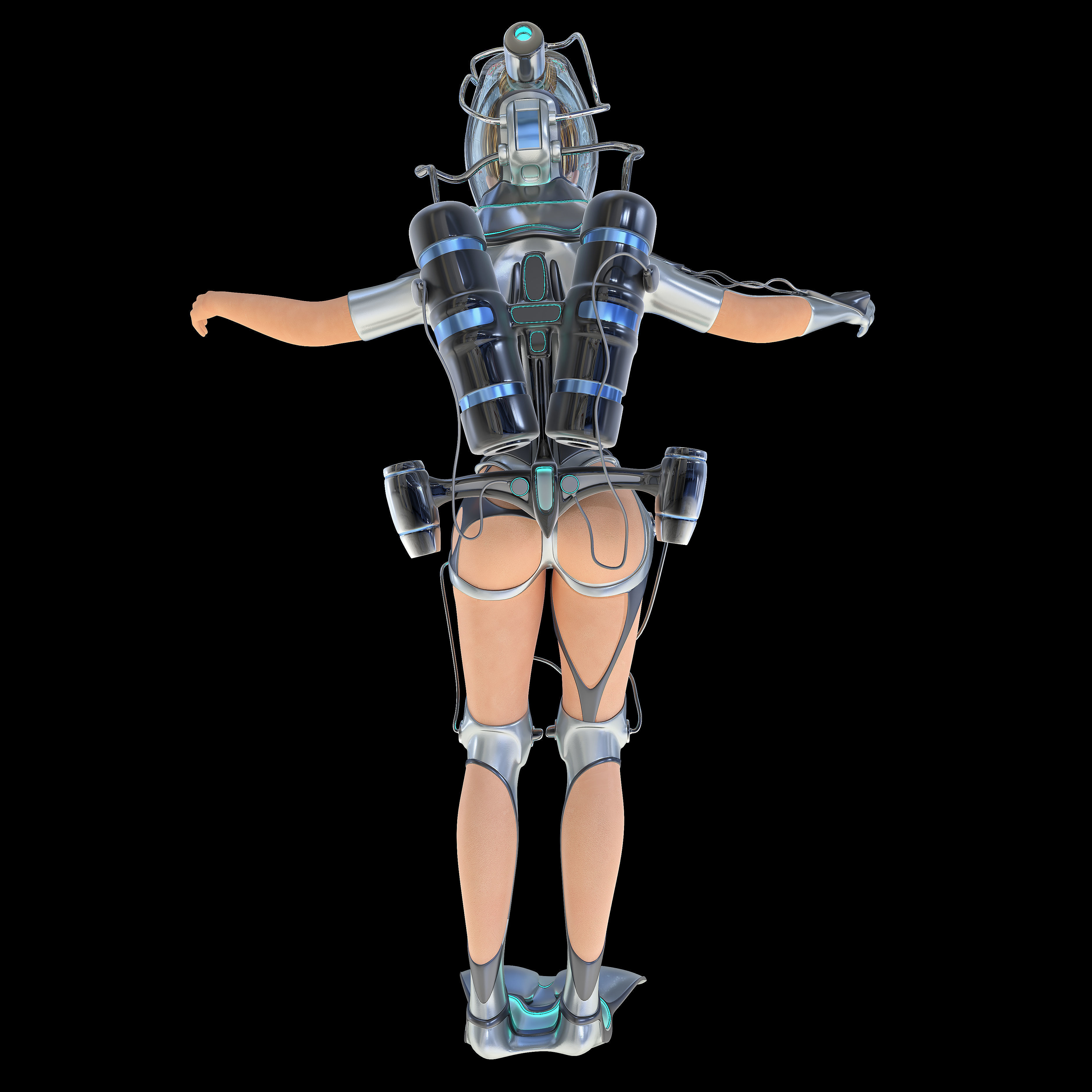 FUTURISTIC FEMALE DIVER Low-poly 3D model_5
