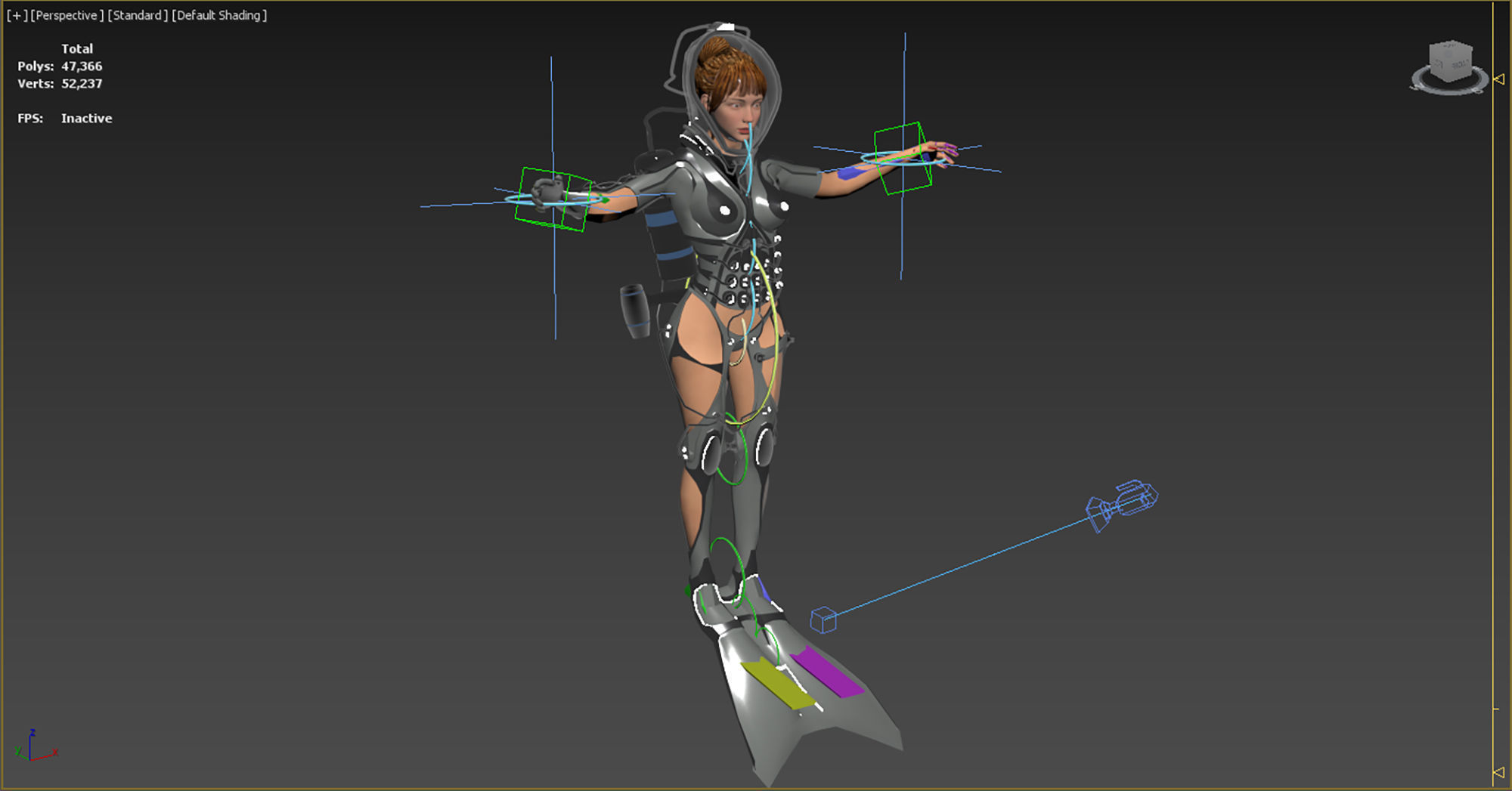 FUTURISTIC FEMALE DIVER Low-poly 3D model_11