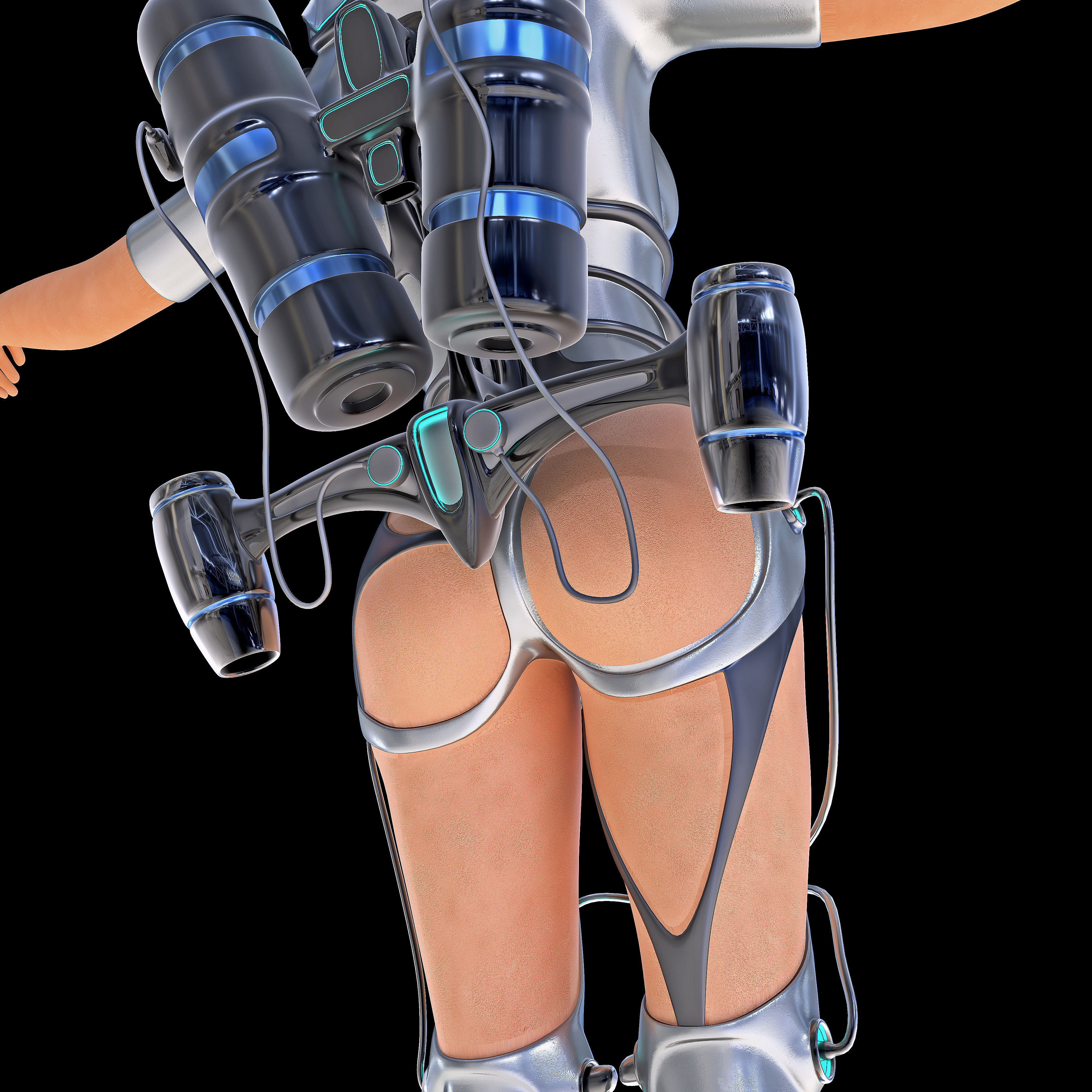 FUTURISTIC FEMALE DIVER Low-poly 3D model_9