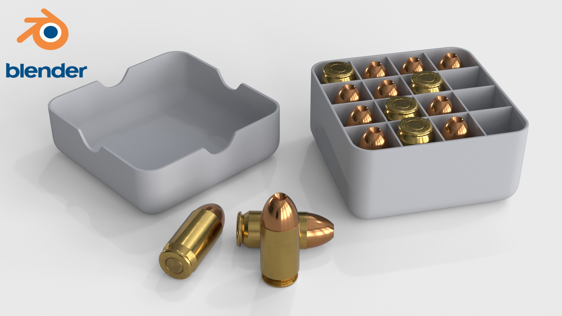 Bullets 45 mm Low-poly 3D model_5