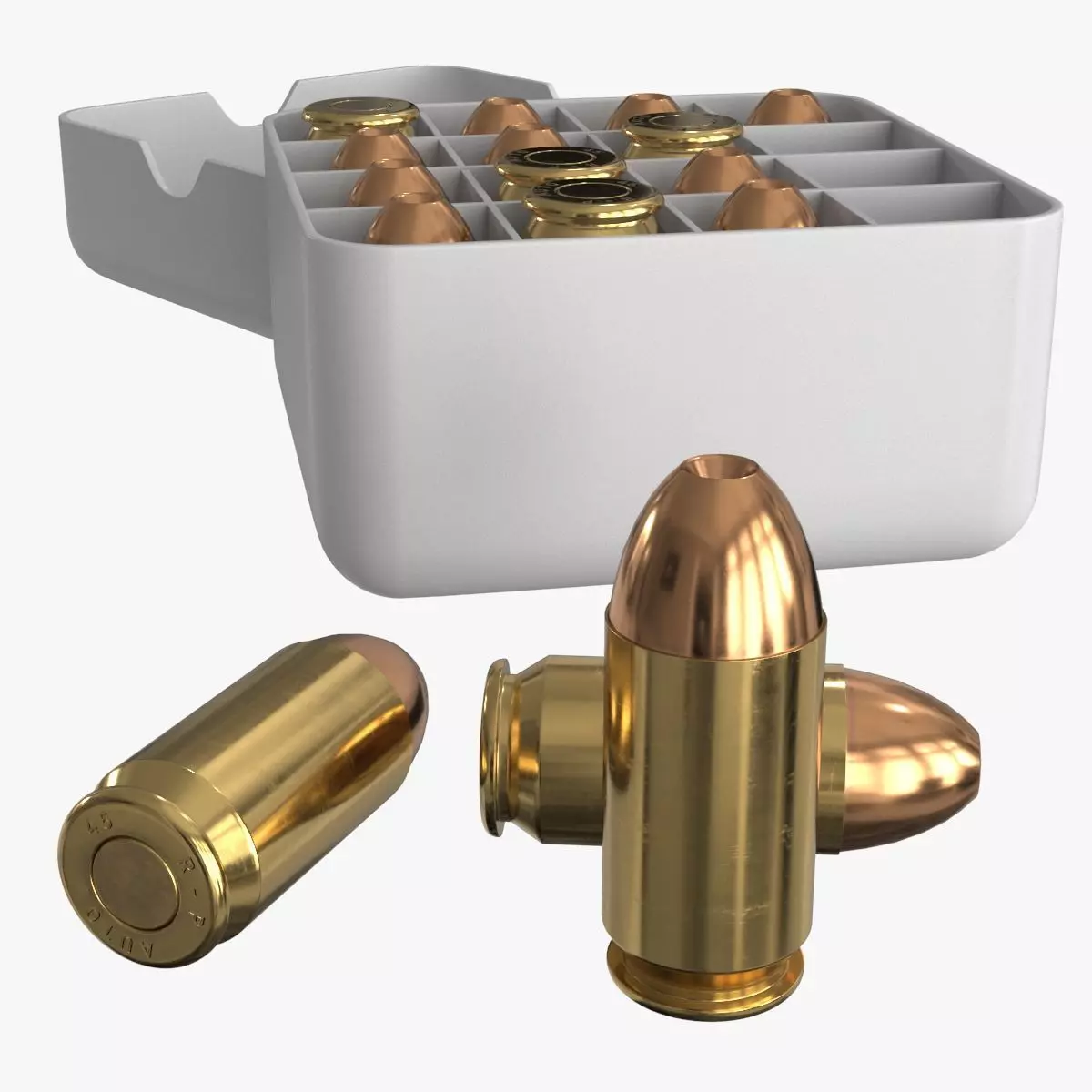 Bullets 45 mm Low-poly 3D model_0