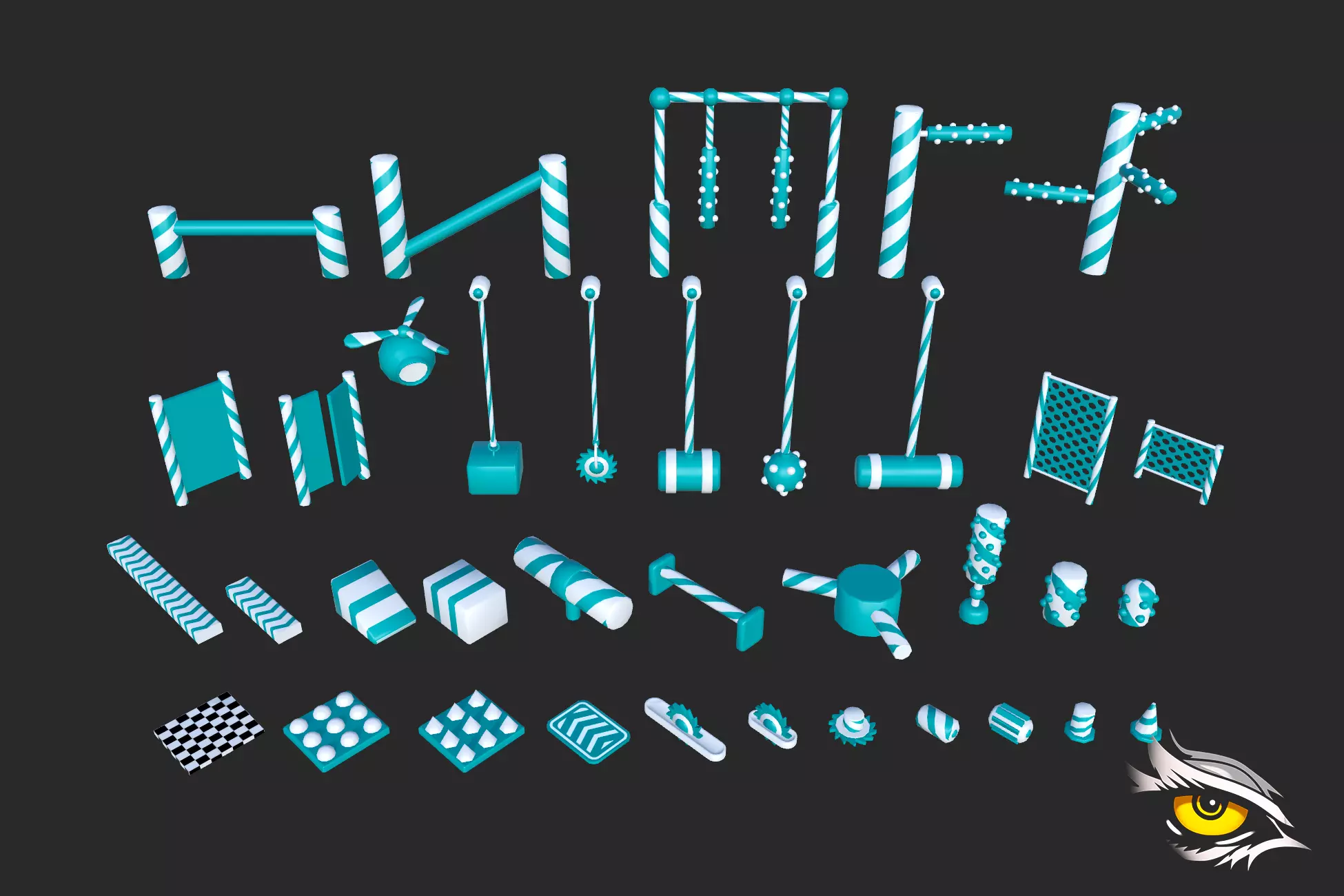 Runner Obstacles Pack Low-poly 3D model_0