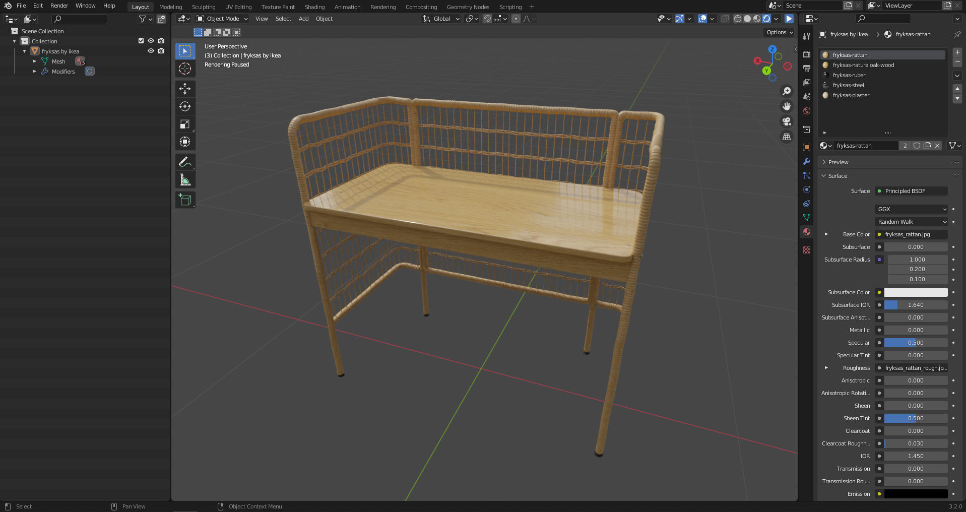 Writing desk FRYKSAS by ikea 3D model_4