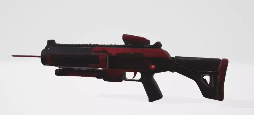 Red and Black sci-fi gun 3D model_0