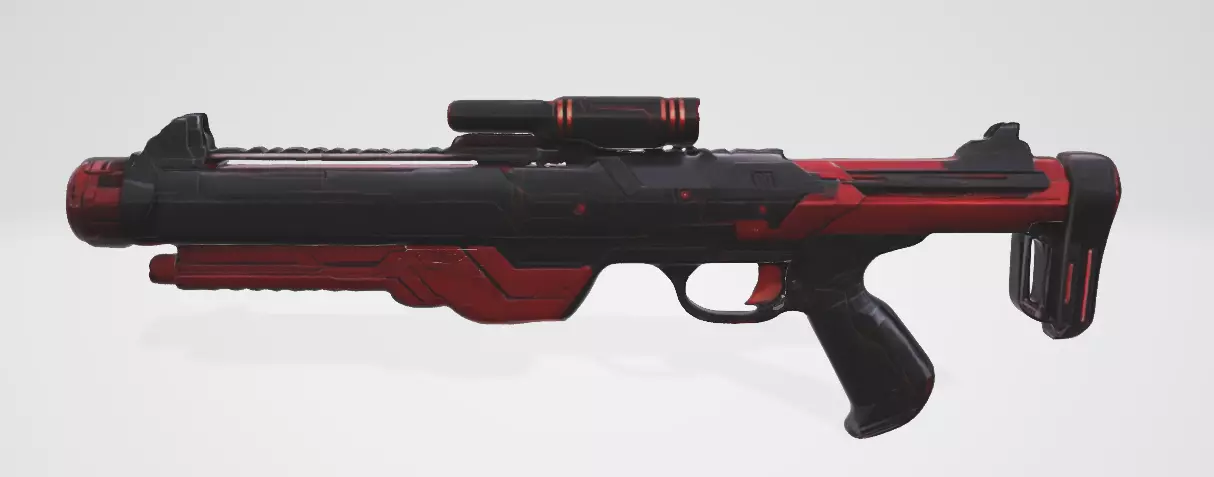 Red and Black sci-fi gun 3D model