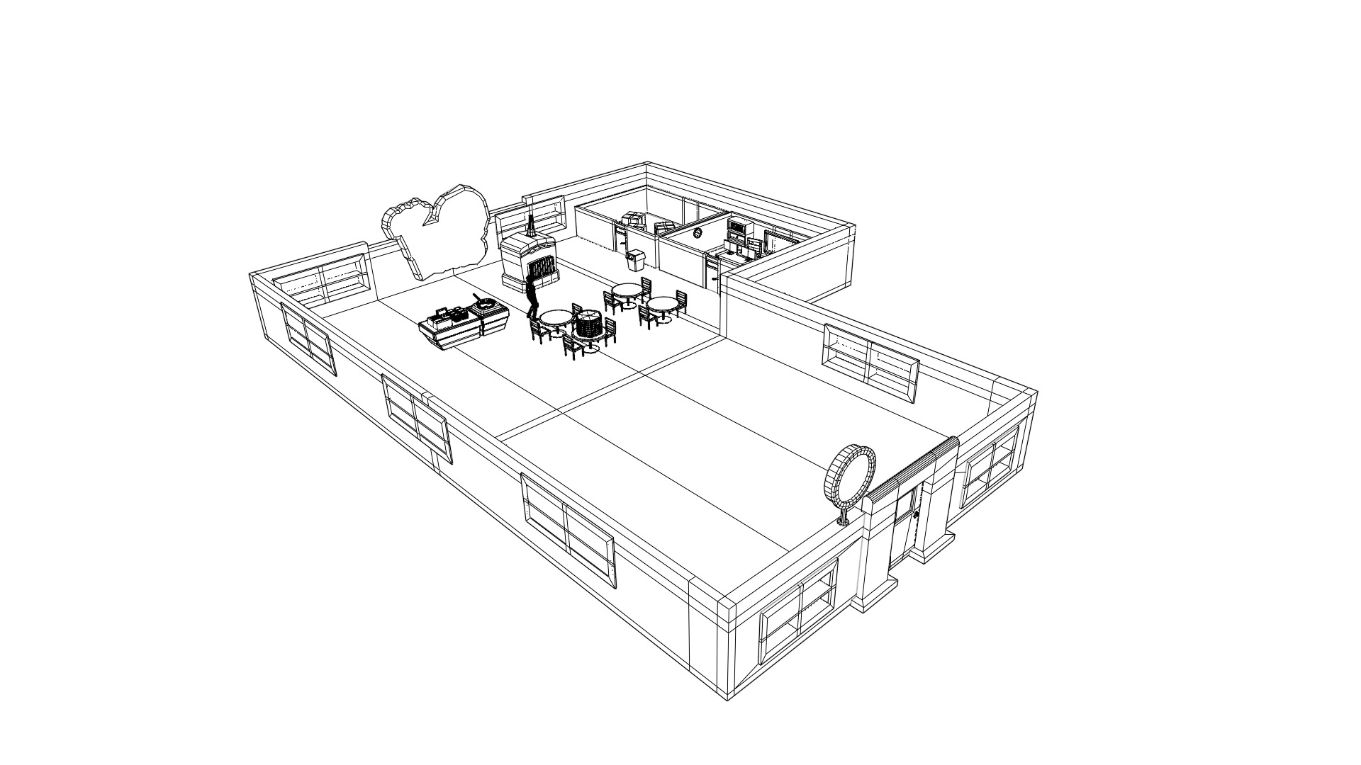 game ready  casual pizza cafe hotel management game assets  Low-poly 3D model_5